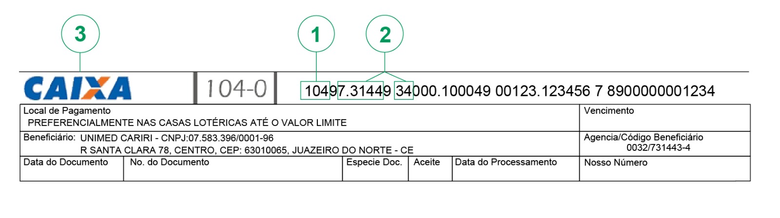 Cabeçalho Boleto Unimed Cariri